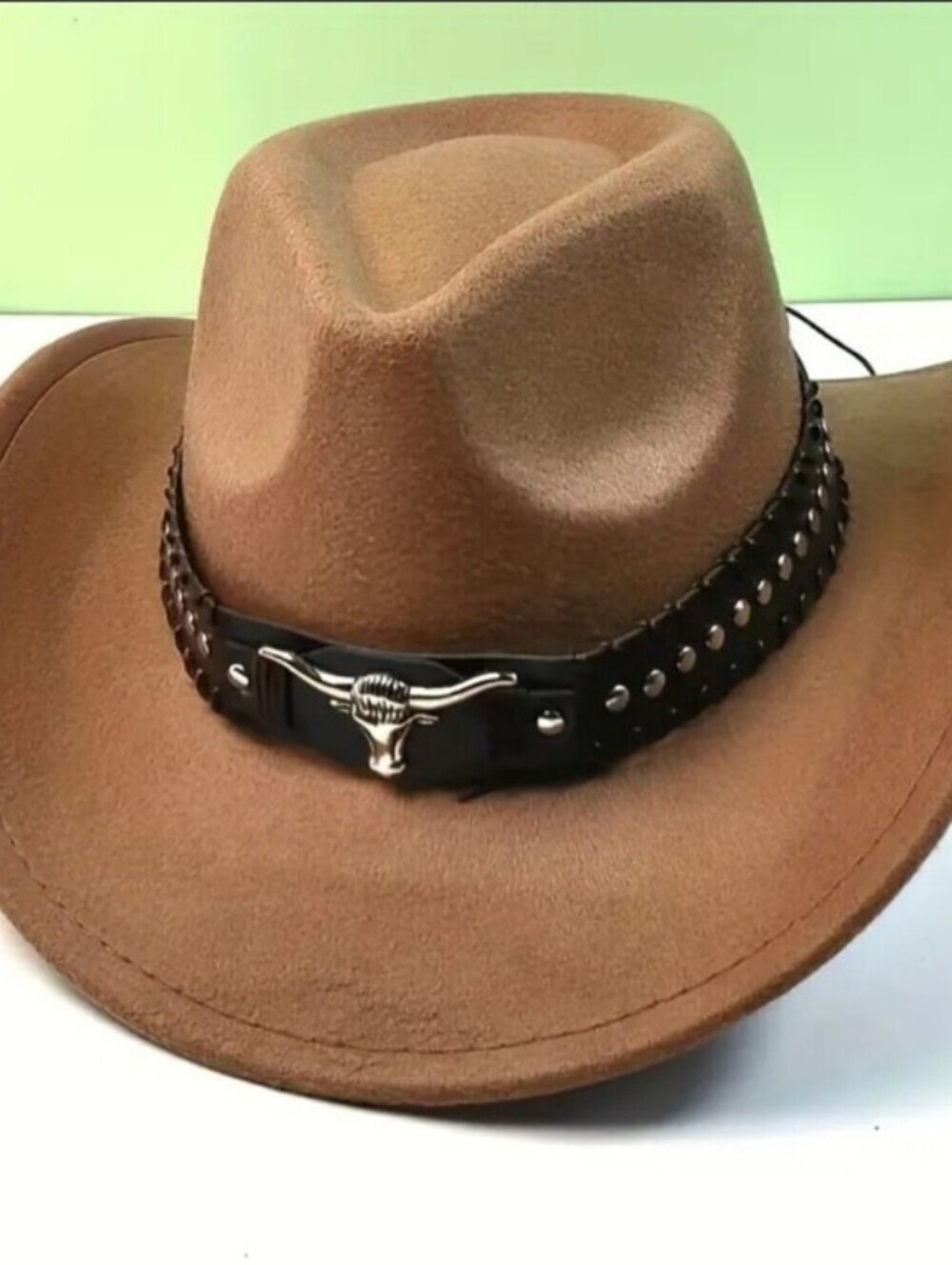 Brown Felt Cowboy Hat with Studded Band